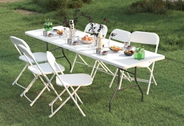white 6-foot folding table