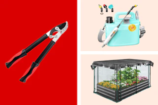 garden tools in a collage 