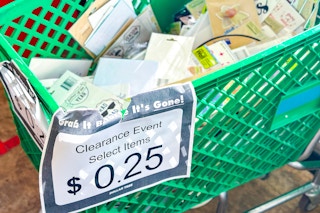 clearance items in a dollar tree shopping cart