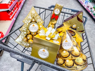 ferrero rocher chocolate gift sets in a shopping cart