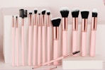 makeup brush set being displayed