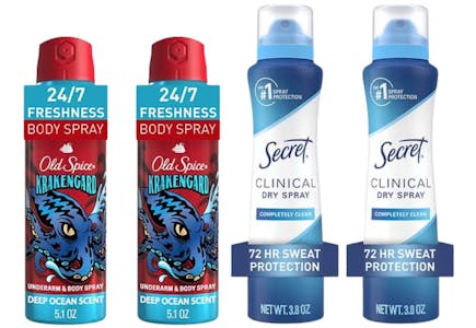 2 Secret + 2 Old Spice Deodorants