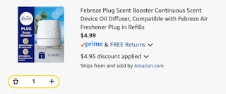 Febreze plug Amazon receipt