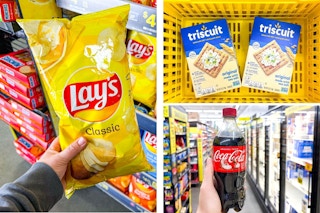dollar general lay's, triscuit, coca-cola 3-photo collage