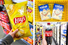 dollar general lay's, triscuit, coca-cola 3-photo collage