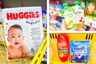 dollar general huggies, beech-nut, gain, finish 3-photo collage