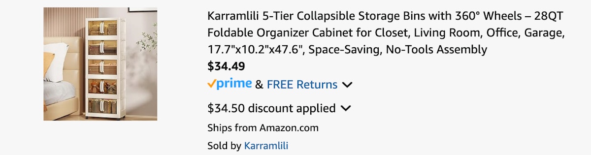 Amazon 5-Tier Collapsible Storage Bins 2025