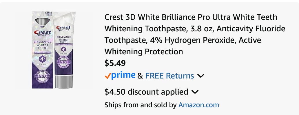 toothpaste Amazon receipt