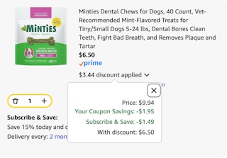 Minties Amazon receipt