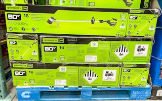 string trimmer in boxes on the sales floor at costco