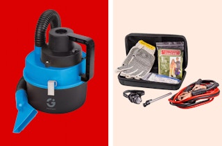 a car vacuum and a auto breakdown kit