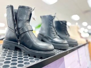 black combat boots on display at kohl's