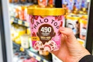 hand holding halo top mix-ins ice cream