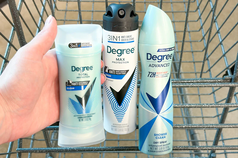 degree deodorant in a shopping cart