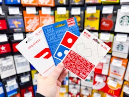 Save $15 on $50 Gift Cards at CVS: DoorDash, Dominos, Panera, Under Armour card image
