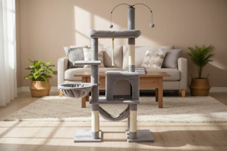 lifestyle of a cat tree in a living room