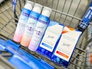 three bottles of secret whole body and two clinical deodorants in walmart cart