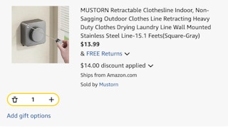 clothesline Amazon receipt