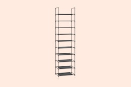 a metal shoe rack