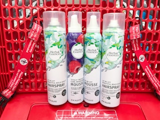 herbal essences hairspray and mouse in a target cart