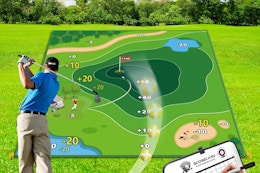 Golf Practice Mat Indoor Outdoor Mat 2in1 Double Sided, 6X6FT Golf Practice Mat Yard Games for Adults, 20 Sticky Golf Balls Garage Backyard