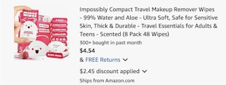 makeup wipes Amazon receipt