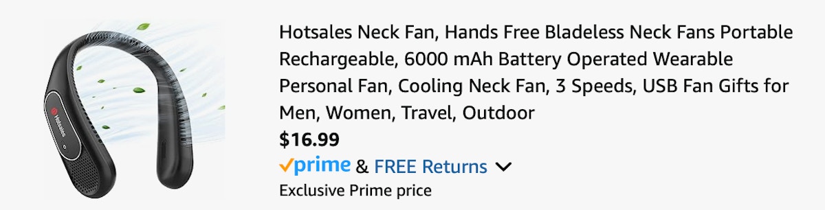 neck fan Amazon receipt