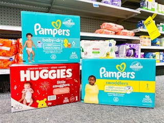 Pampers and Huggies diapers and wipes