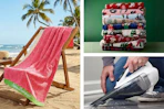 Beach towel, holiday blanket and handheld vacuum