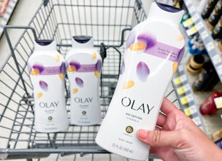 three bottles of olay age defying body wash at walgreens