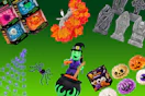 halloween items on a gradient