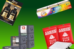 amazon items on a red background