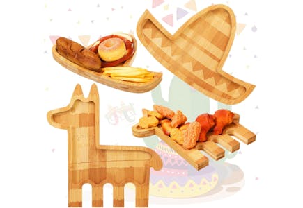 Bamboo Snack Tray Set