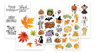fall- and halloween-themed temporary tattoos