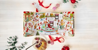 a Bonne Maman advent calendar opened up on a table