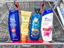 hair care products in a shopping cart