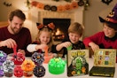 family playing with halloween slime