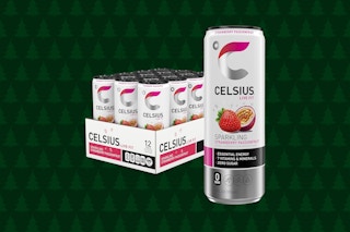 celsius energy drinks on a green background