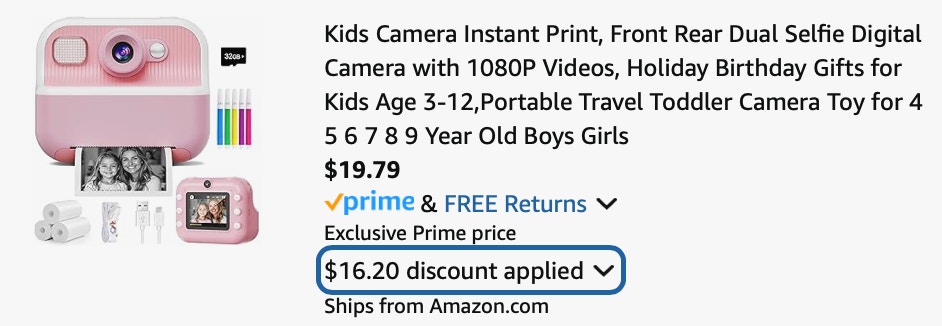 DUDUDRAGON Kids Camera Instant Print, Front Rear Dual Selfie Digital Camera with 1