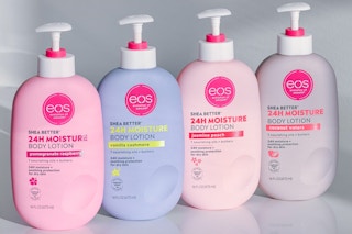 Eos body lotion lined up