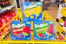 frollies ice pops stacked in a yellow shopping cart