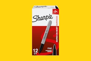 sharpie 12 pack on a yellow background