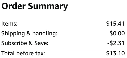 an amazon order summary ending in $13.10