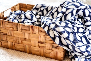 a blue and white blanket from JCPenney