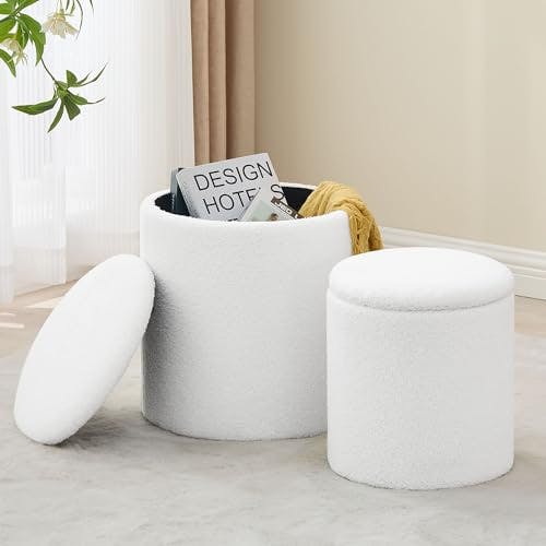 Round Storage Ottoman 2-Pack