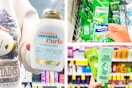 collage image of ogx shampoo, garnier shampoo, and gillette razor
