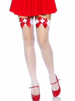 Women's Nurse Fishnet Thigh Highs