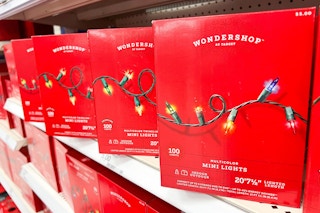 Wondershop Christmas Lighs on shelving in stores at Target