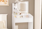 white vanity table with mirror
