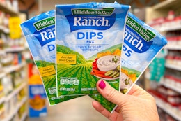 hand holding hidden valley ranch dip packets